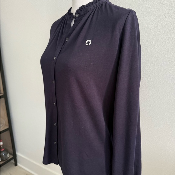 Lands' End Women's Black Button-Down Shirt with Chase Bank Logo - Picture 2 of 3